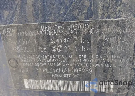 2015 Hyundai Sonata Limited from USA, damaged, VIN 5NPE34AF6FH098289
